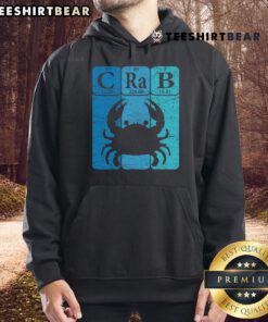 Retro crabber hoodie featuring a crab design with periodic table elements, perfect for seafood lovers and crabbing enthusiasts.