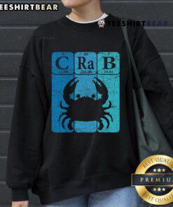Retro crab-themed sweatshirt featuring periodic table elements for seafood crabbing enthusiasts.