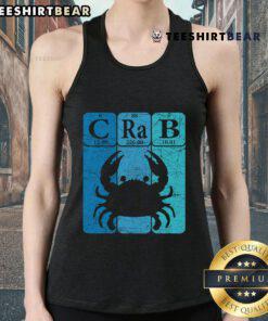 Retro crabber tank top featuring crab design with periodic table elements, perfect for seafood lovers and crabbing enthusiasts.