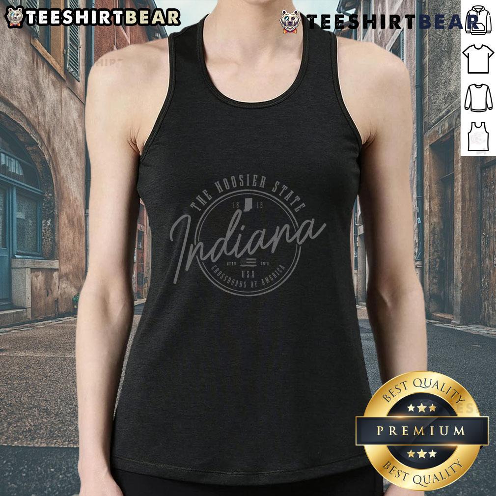 Alt Text: Patriotic pride Indiana tank top featuring 'Nice Indiana The Hoosier State Est 1816' design for Indiana fans.