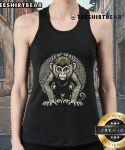 Stylish monkey tank top featuring a vibrant fingerprint design of a playful ape, perfect for animal lovers.