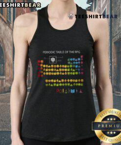 Stylish RPG Tank Top featuring a colorful periodic table design, perfect for gaming enthusiasts and casual wear.