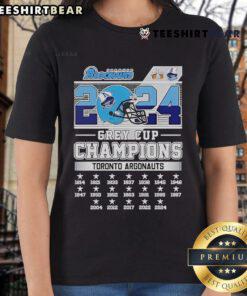 Alt Text: Official 2024 Grey Cup Champions Toronto Argonauts ladies tee featuring team logo and stylish design.