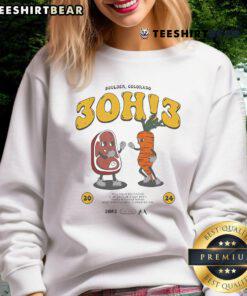 Official 3oh3 Meat and Veggies Sweatshirt featuring vibrant graphics and a cozy design for fans of the band.