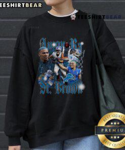 Official Amon-Ra St. Brown Detroit Lions sweatshirt showcasing fanatics' notorious player design.