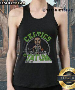Official Celtics Jayson Tatum signature tank top featuring vibrant team colors and player's name for stylish fan apparel.