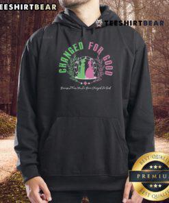 Official Changed For Good Witch Pink and Green Shiz University Hoodie, featuring vibrant colors and stylish design.