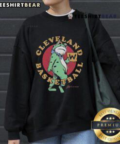 Official Cleveland Basketball Victory Frog Sweatshirt featuring a playful frog design, perfect for fans and cozy wear.