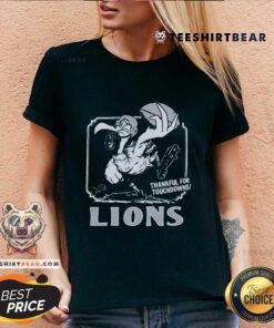 Official Detroit Lions Thankful For Touchdowns V-neck