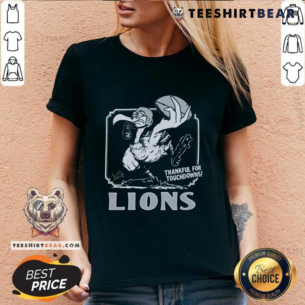 Official Detroit Lions Thankful For Touchdowns V-neck