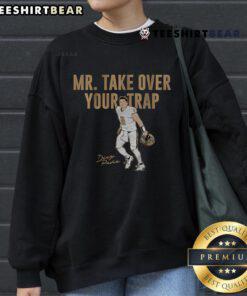 Diego Pavia's official 'Mr. Take Over Your Trap' sweatshirt in black, showcasing urban style and bold graphic design.