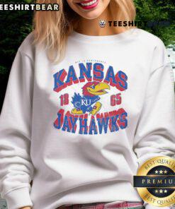 Official Kansas Jayhawks Court Arched Wordmark 1865 Sweatshirt featuring vibrant team colors and logo design.