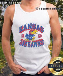 Official Kansas Jayhawks Court Arched Wordmark 1865 Tank Top featuring the iconic Jayhawks logo in vibrant colors.