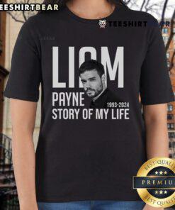 Alt Text: Official Liam Payne 1993-2024 Story of My Life Classic Ladies Tee showcasing stylish design and tribute to the artist.