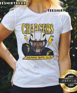 Official Los Angeles Chargers X Crenshaw Skate Club ladies tee featuring vibrant team colors and stylish design.