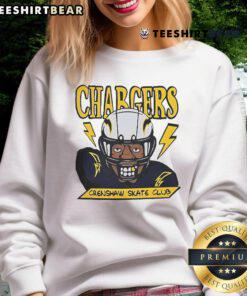 Official Los Angeles Chargers x Crenshaw Skate Club sweatshirt featuring team colors and unique collaborative design.