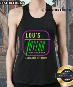 Official Lou's Tavern No Shirts No Shoes No Problem tank top, showcasing a fun local best-kept secret design.