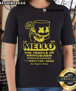 Alt Text: Official Marshmello Call Now Ladies Tee from The Temple of Enthusiasm in Los Angeles, CA - Satisfaction Guaranteed