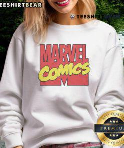 Alt Text: Retro Marvel Comics 1990 sweatshirt featuring the iconic logo in vibrant colors, perfect for comic book fans.