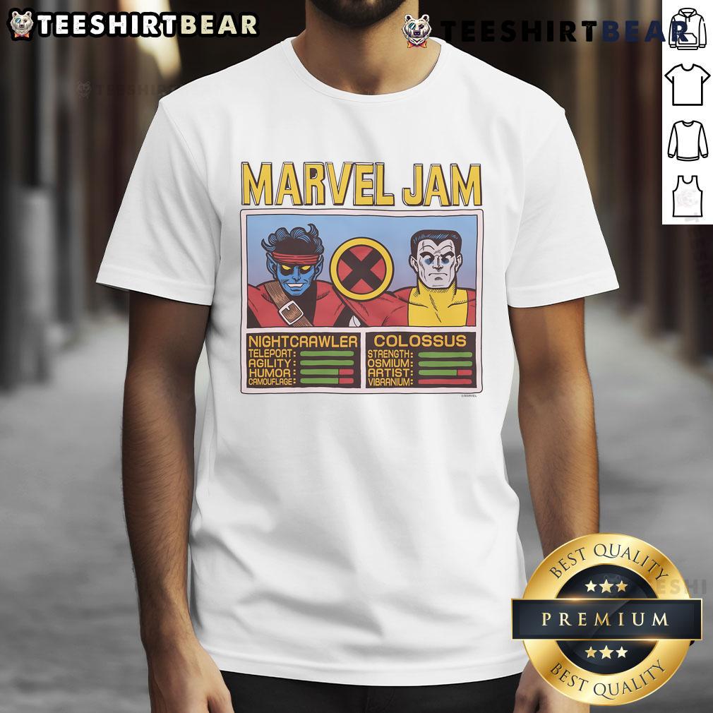 Official Marvel Jam Nightcrawler and Colossus T-Shirt featuring vibrant designs of these iconic characters.