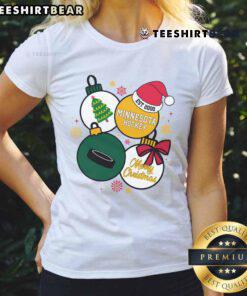 Official Merry Christmas Minnesota Hockey Est. 2000 Ladies Tee featuring festive design for hockey fans.