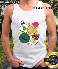 Official Merry Christmas Minnesota Hockey Est 2000 tank top design featuring festive graphics and team colors.