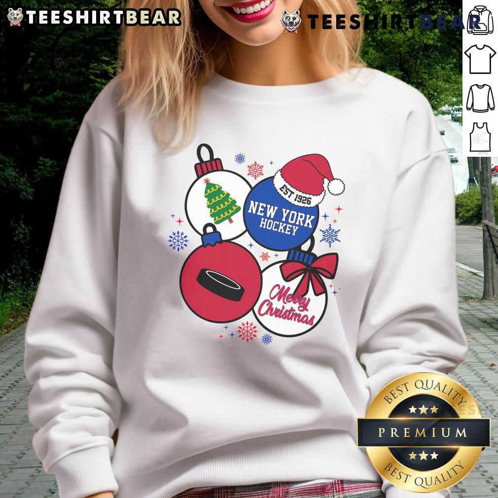 Official Merry Christmas New York Hockey Est 1926 Sweatshirt featuring festive design and team colors for holiday cheer.