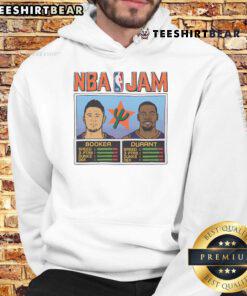 Alt Text: Official NBA Jam Suns City hoodie featuring Booker and Durant, perfect for fans of Phoenix Suns basketball merchandise.