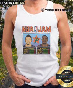 Official NBA Jam Suns City tank top featuring Booker and Durant, perfect for fans. Stylish sports apparel for game day.