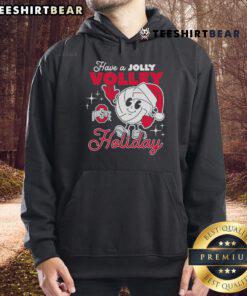 Alt Text: Official Ohio State Buckeyes Jolly Volley Christmas Holiday Hoodie in festive red with logo, perfect for fans.