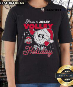 Official Ohio State Buckeyes Jolly Volley Christmas Holiday Ladies Tee featuring festive design and team colors.