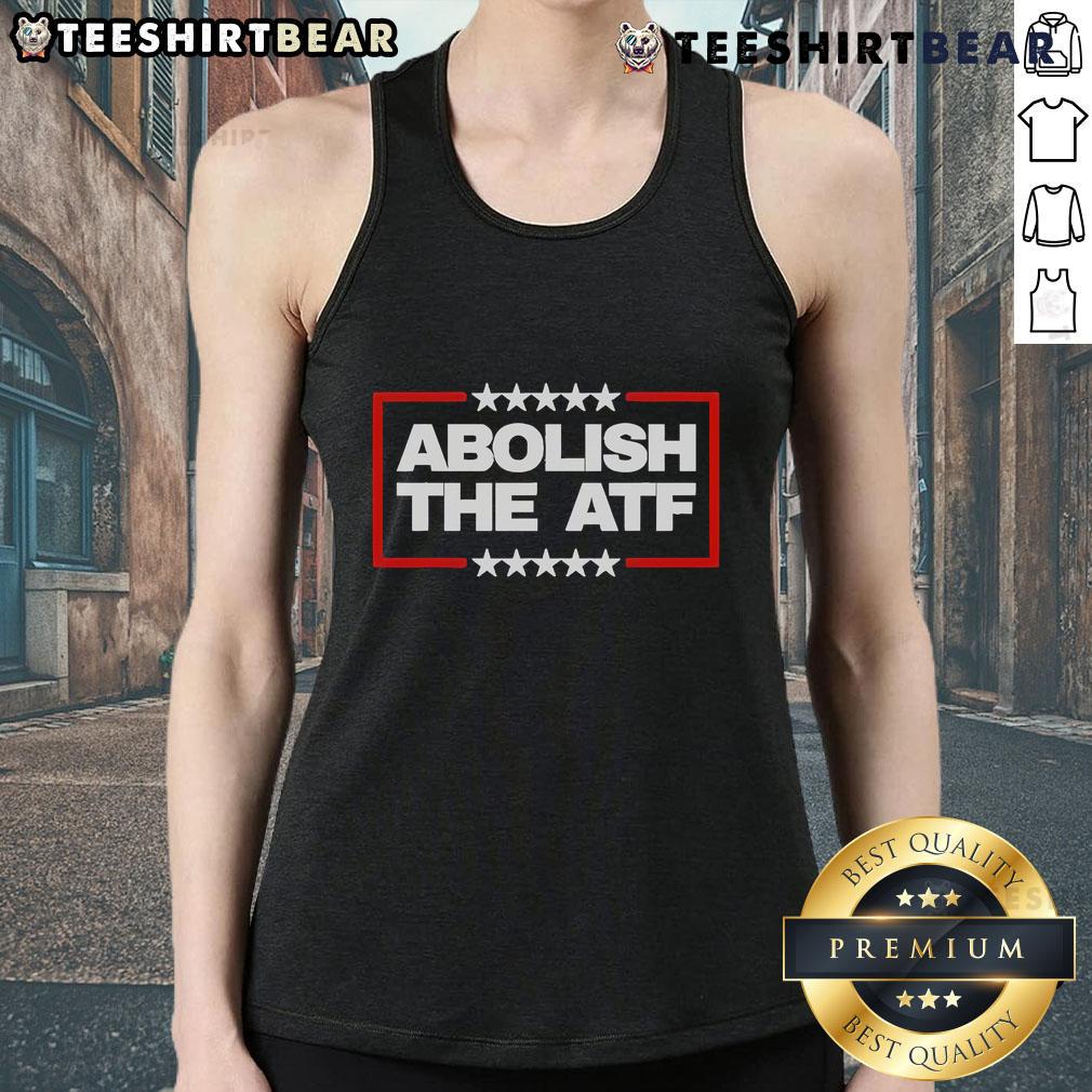 Official Herrera Abolish The ATF Tank Top featuring bold lettering and a stylish design for supporters of gun rights.