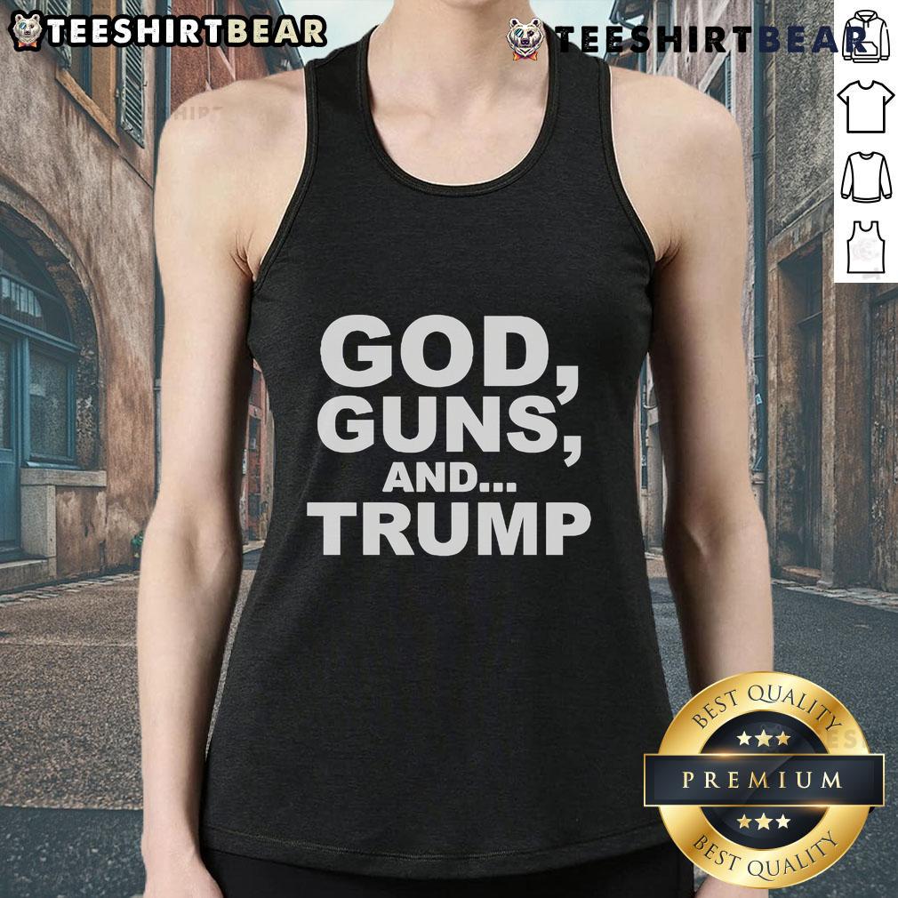 Scott Presler wearing a God Guns And Trump tank top, showcasing patriotic style and support for conservative values.