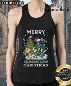 Official Snoopy and Friends Philadelphia Eagles Merry Christmas 2024 tank top featuring festive design and team logo.