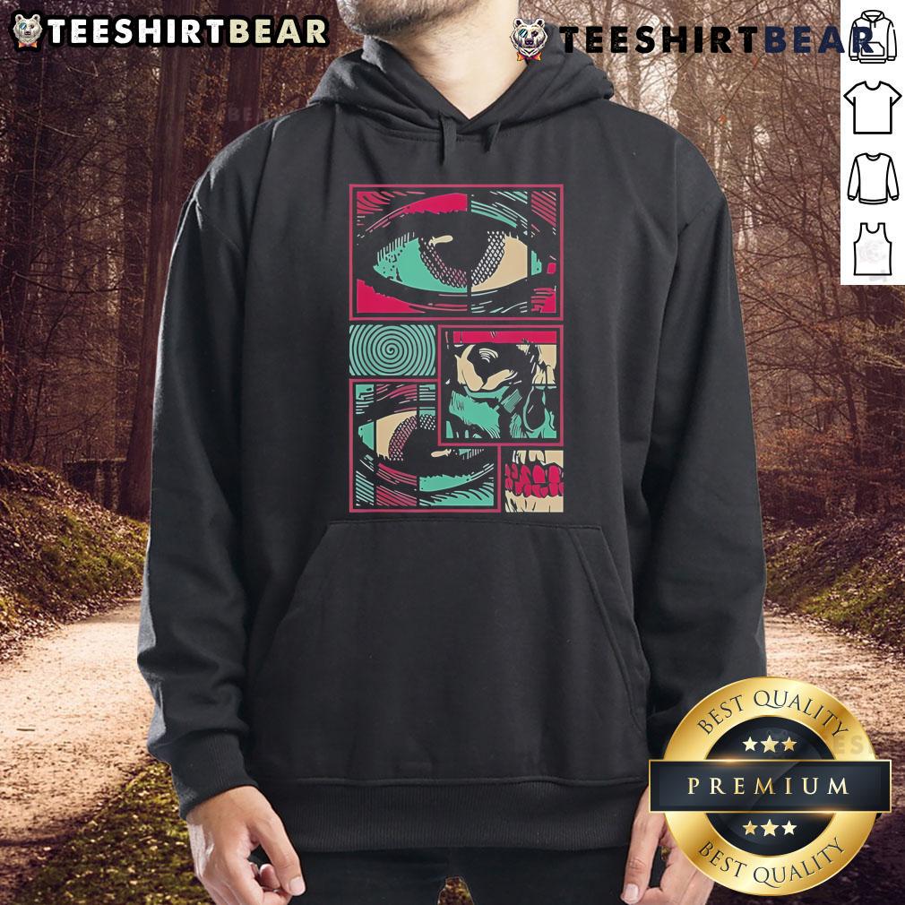 Official Soulisfree Facial Fragments Eye Surreal Psychedelic Hoodie showcasing vibrant psychedelic art and unique design.