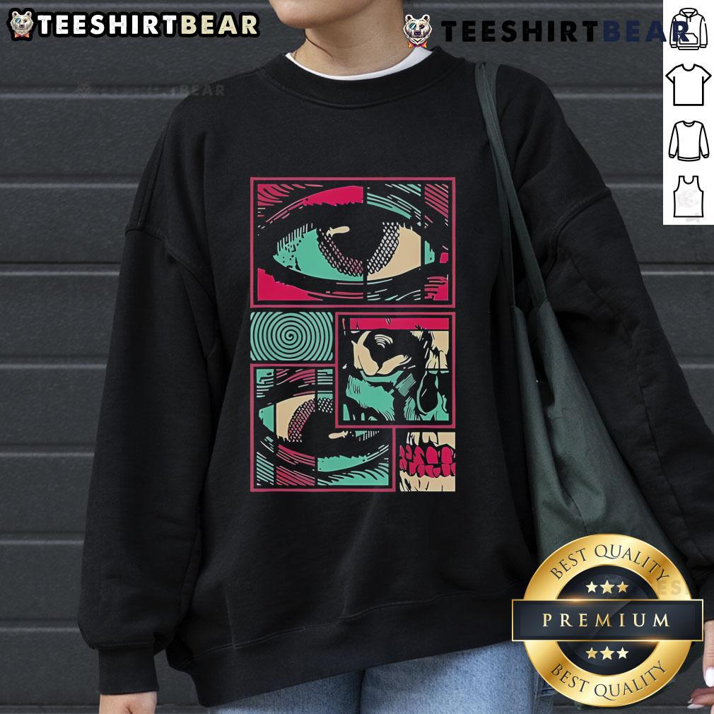 Official Soulisfree Facial Fragments Eye Surreal Psychedelic Sweatshirt showcasing vibrant, artistic design for unique style.