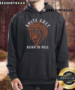 Official Spite Reign In Hell Reaper Hoodie featuring a striking design and comfortable fit, perfect for fans of the band.