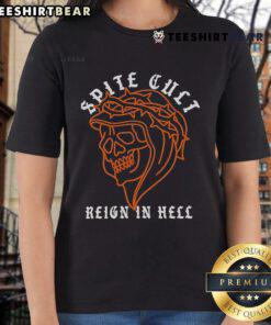 Official Spite Reign In Hell Reaper Ladies Tee featuring a striking graphic design perfect for fans of dark aesthetics.