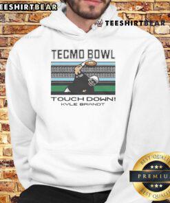 Official Tecmo Bowl Kyle Brandt Touchdown NFL Hoodie featuring vibrant graphics and a sporty design for fans.