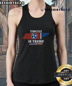 Official Tennessee is Trump Country tank top featuring a map of Tennessee, supporting President 2024 campaign.