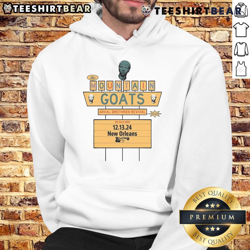 Official The Mountain Goats hoodie from their Dec 13, 2024 concert at Tipitina's in New Orleans, LA.
