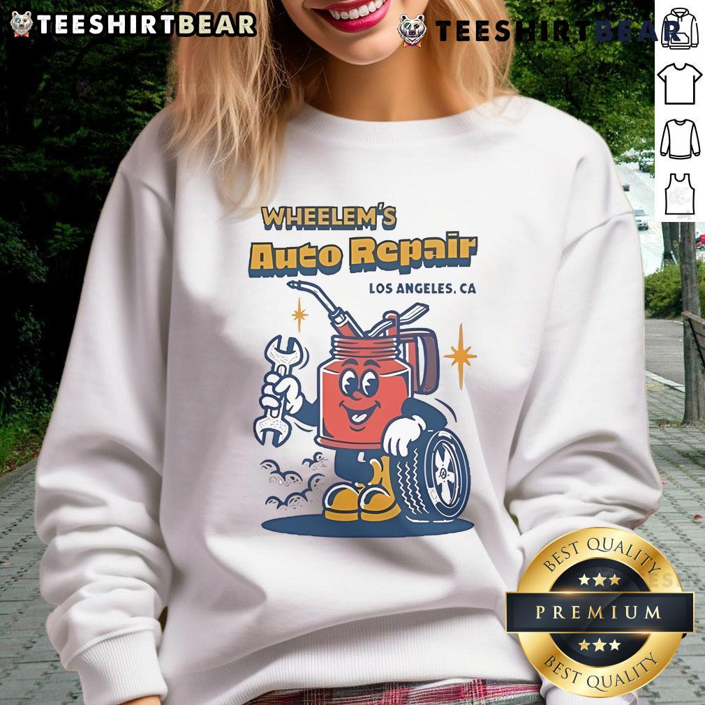 Official Wheelems Auto Repair sweatshirt featuring a stylish design for automotive enthusiasts and mechanics.