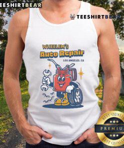 Official Wheelems Auto Repair tank top showcasing a stylish design for car enthusiasts and mechanics.