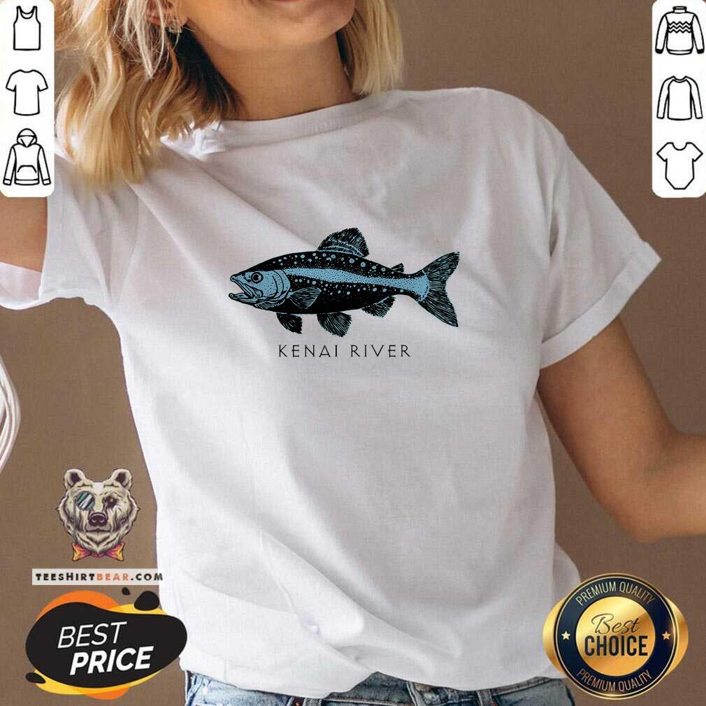 Original Kenai River Alaska Salmon Fish Art Fishing Kenai V-neck