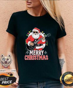 Original Santa Claus Rock Guitar Merry Christmas V-neck