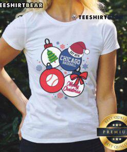 Premium Merry Christmas Chicago Baseball Est 1876 Ladies Tee in festive design, perfect for holiday celebrations.