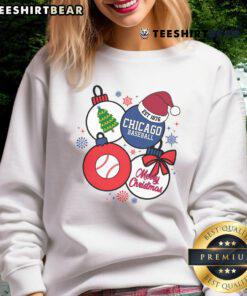 Premium Merry Christmas Chicago Baseball Est 1876 Sweatshirt featuring festive design and team spirit for holiday cheer.