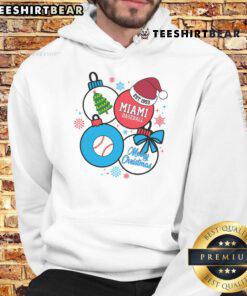 Premium Merry Christmas Miami Baseball Est 1993 Hoodie featuring festive design and comfortable fit for holiday cheer.
