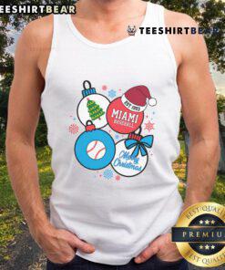 Premium Merry Christmas Miami Baseball Est 1993 Tank Top featuring festive graphics for holiday sports enthusiasts.