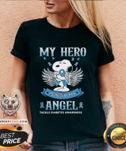Premium Snoopy My Hero Is Now My Angel Tackle Diabetes Awareness V-neck